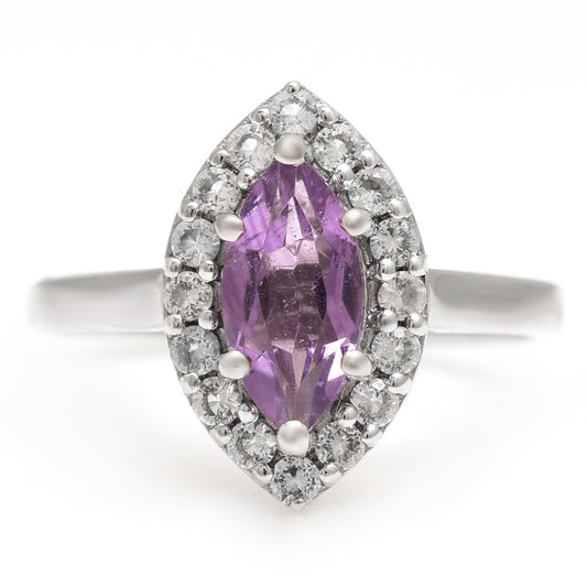 Inel din Argint 925 ( 2.7 grame ) cu Ametist Brazilian și Topaz Alb 1.25 Carate