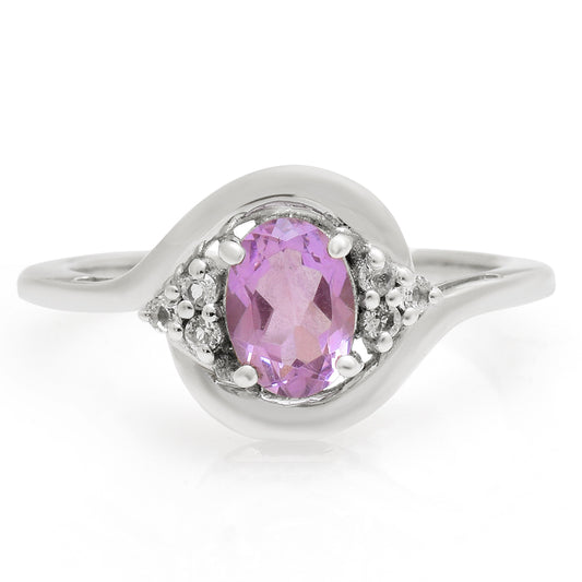 Inel din Argint 925 ( 2.24 grame ) cu Ametist Brazilian și Topaz Alb 0.8 Carate