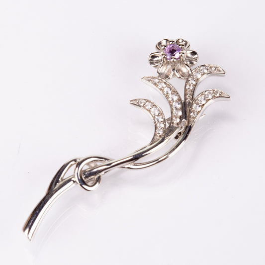 Broşă din Argint 925 ( 4.07 grame ) cu Ametist Brazilian și Topaz Alb 0.64 Carate