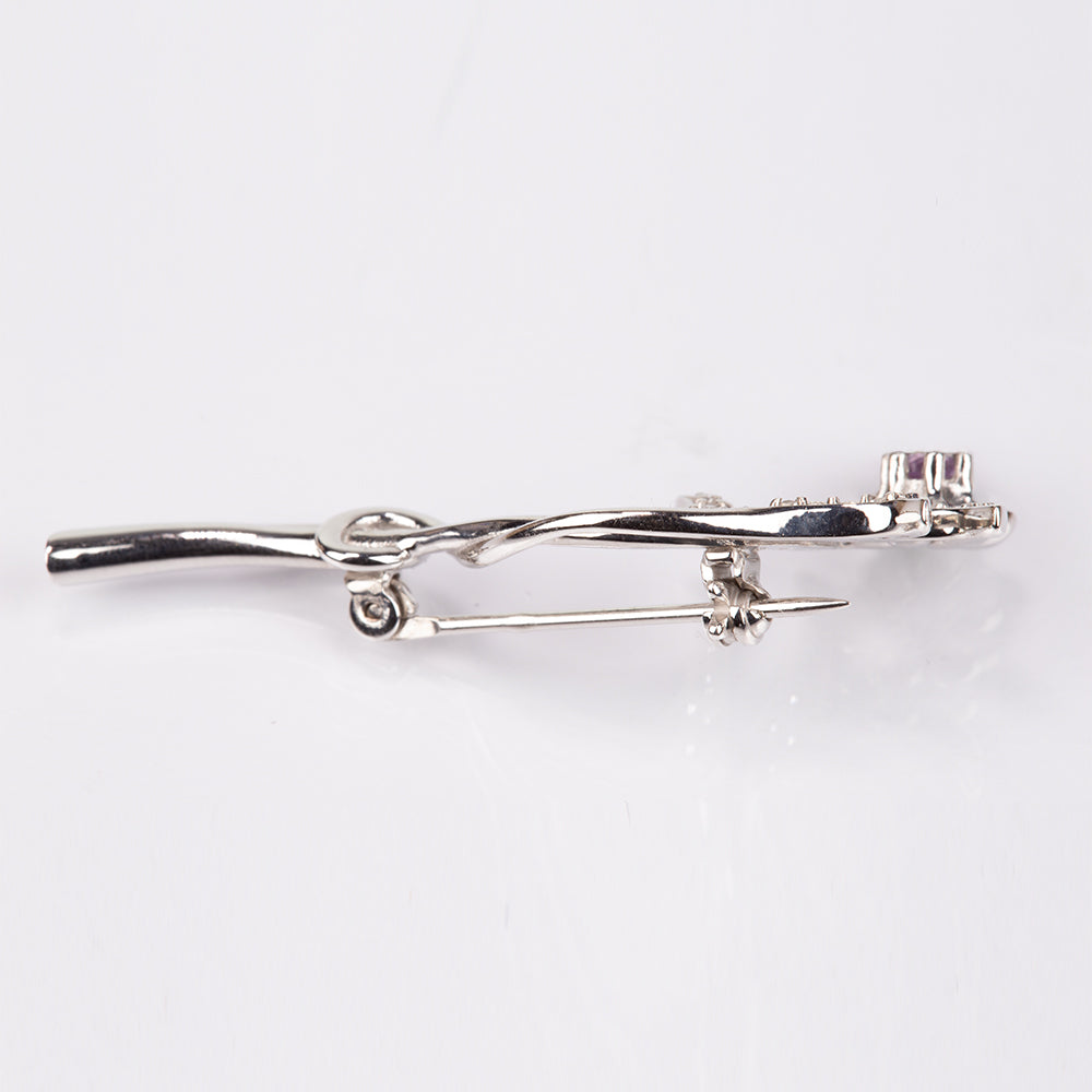 Broşă din Argint 925 ( 4.07 grame ) cu Ametist Brazilian și Topaz Alb 0.64 Carate