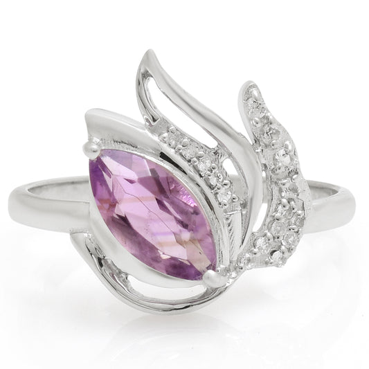 Inel din Argint 925 ( 2.65 grame ) cu Ametist Brazilian și Topaz Alb 1.16 Carate