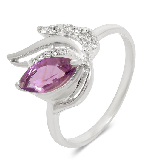 Inel din Argint 925 ( 2.65 grame ) cu Ametist Brazilian și Topaz Alb 1.16 Carate