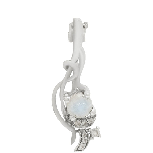 Broşă din Argint 925 ( 1.81 grame ) cu Piatra Lunii Curcubeu și Topaz Alb 0.44 Carate