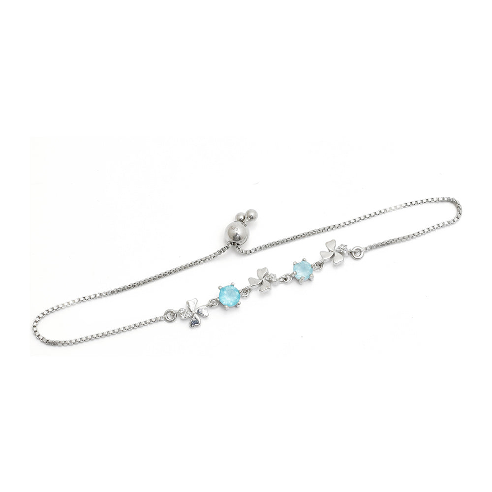 Brățară din Argint 925 ( 3.29 grame ) cu Apatit Albastru Madagascar și Topaz Alb 1.04 Carate 2 
