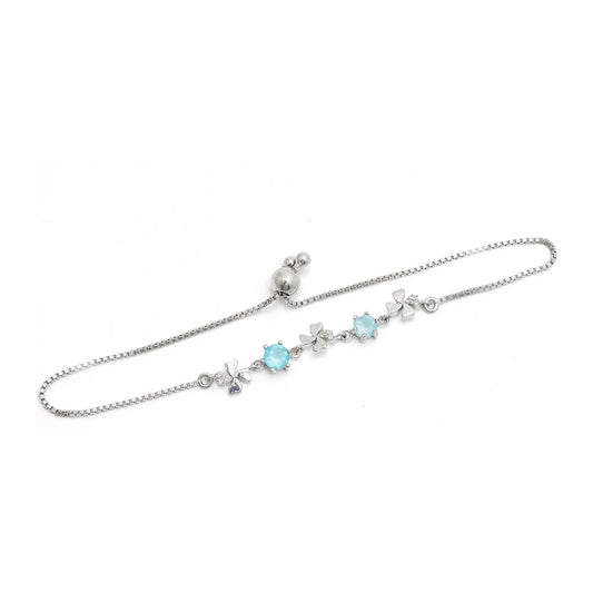 Brățară din Argint 925 ( 3.29 grame ) cu Apatit Albastru Madagascar și Topaz Alb 1.04 Carate