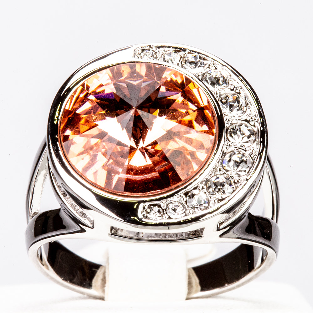 Inel din Aliaj Placat cu Aur Alb cu Cristal Roșu Emporia® 1 