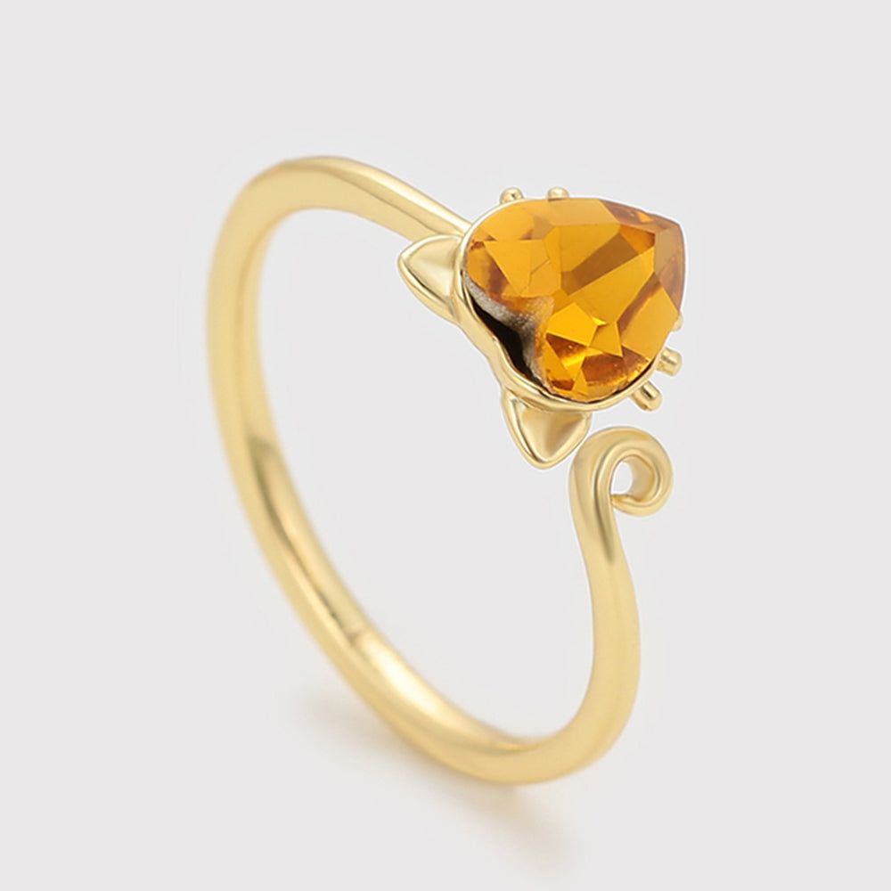 Inel din Aliaj Placat cu Aur cu Cristal Galben Emporia® 5 