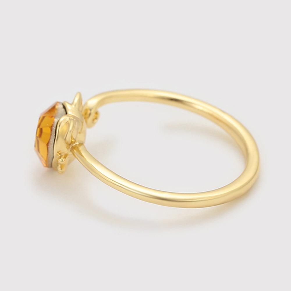 Inel din Aliaj Placat cu Aur cu Cristal Galben Emporia®