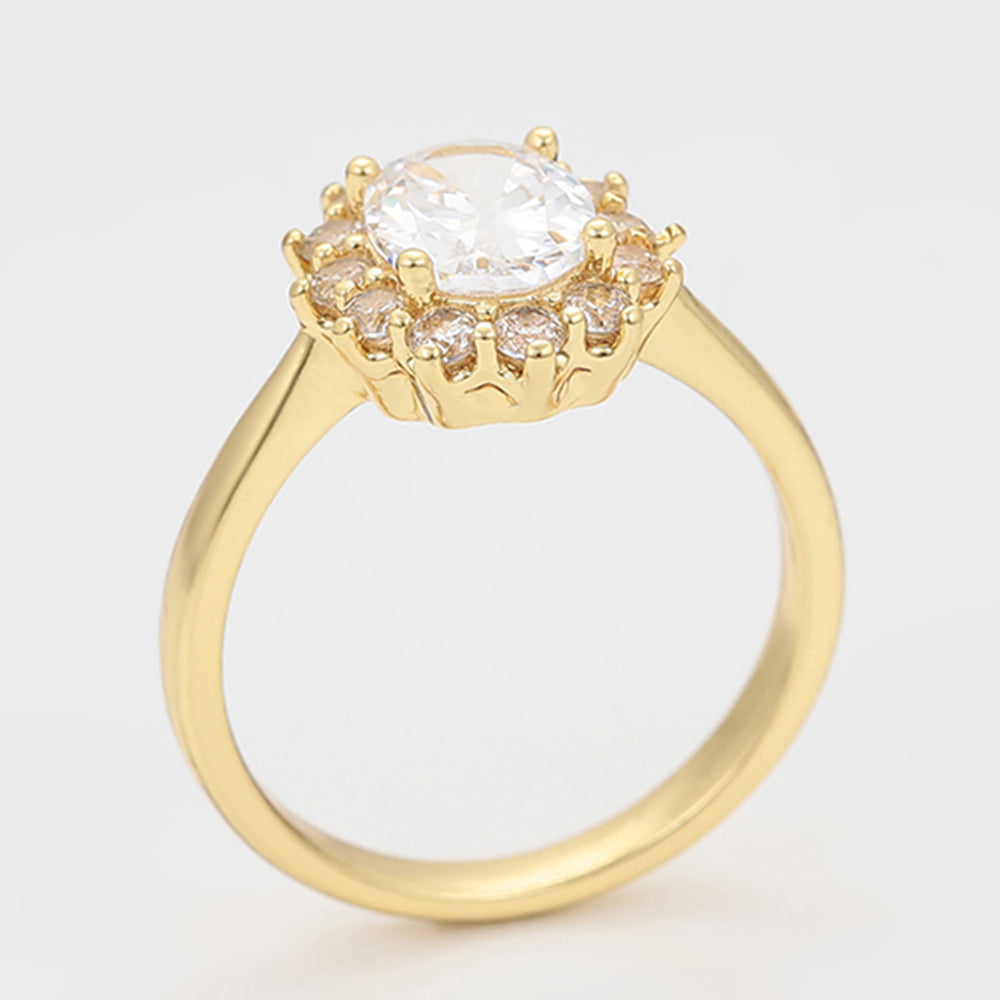Inel din Aliaj Placat cu Aur cu Cristal Alb Emporia® 4 