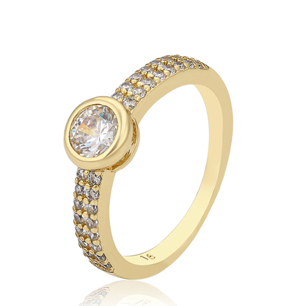 Inel din Aliaj Placat cu Aur cu Cristal Alb Emporia®