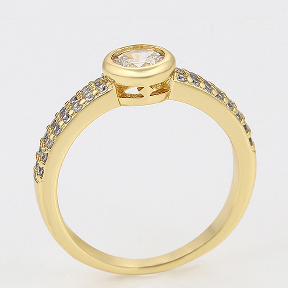 Inel din Aliaj Placat cu Aur cu Cristal Alb Emporia® 4 