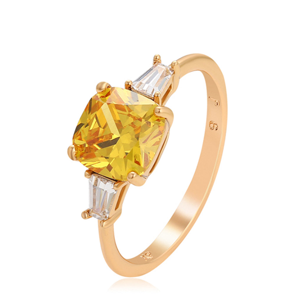 Inel din Aliaj Placat cu Aur cu Cristal Galben Emporia® și Cristal Alb Emporia® 1 