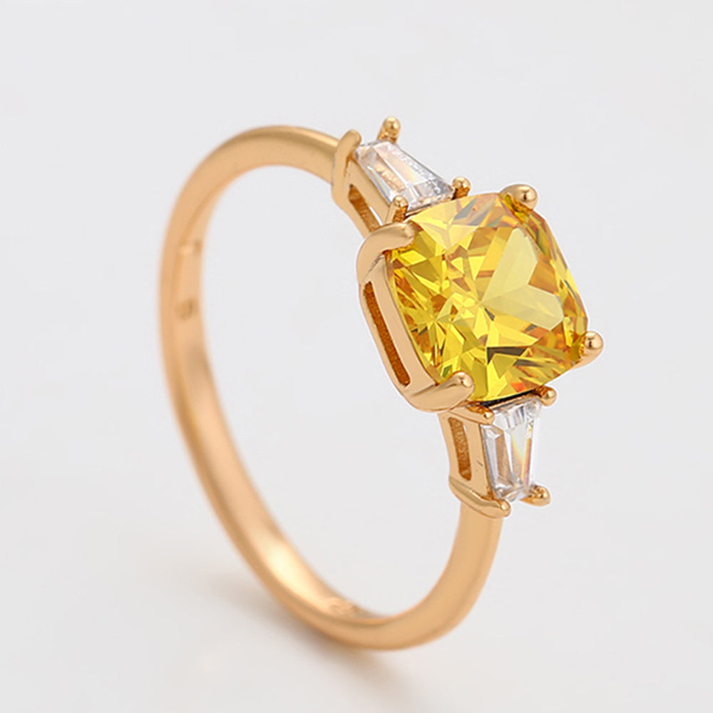 Inel din Aliaj Placat cu Aur cu Cristal Galben Emporia® și Cristal Alb Emporia® 3 