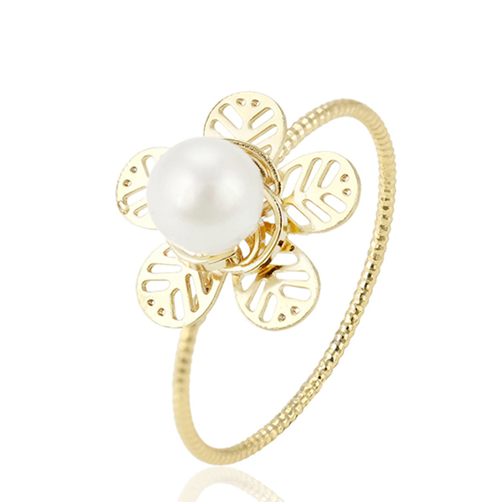 Inel din Aliaj Placat cu Aur cu Perlă de cristal 1 