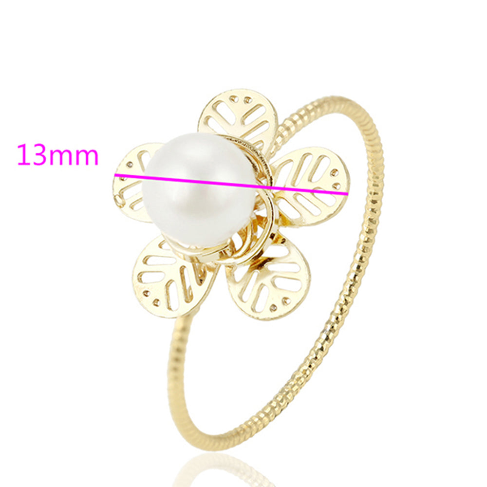 Inel din Aliaj Placat cu Aur cu Perlă de cristal 2 
