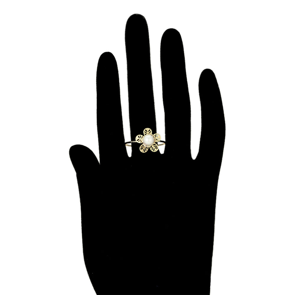 Inel din Aliaj Placat cu Aur cu Perlă de cristal 7 