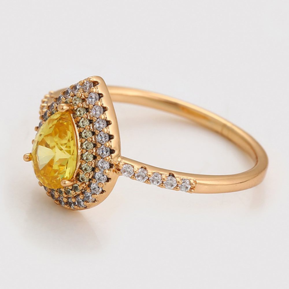 Inel din Aliaj Placat cu Aur cu Cristal Galben Emporia® și Cristal Alb Emporia® 7 