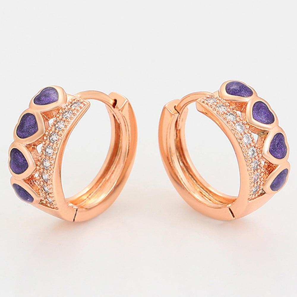 Set din Aliaj Placat cu Aur cu Cristal Violet Emporia® ( Cercei+Inel ) 3 