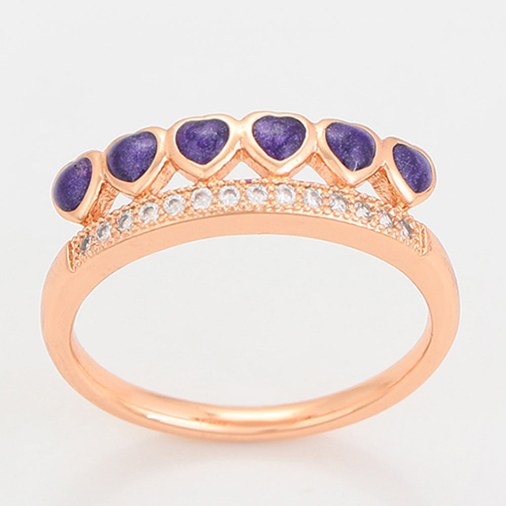 Set din Aliaj Placat cu Aur cu Cristal Violet Emporia® ( Cercei+Inel ) 7 