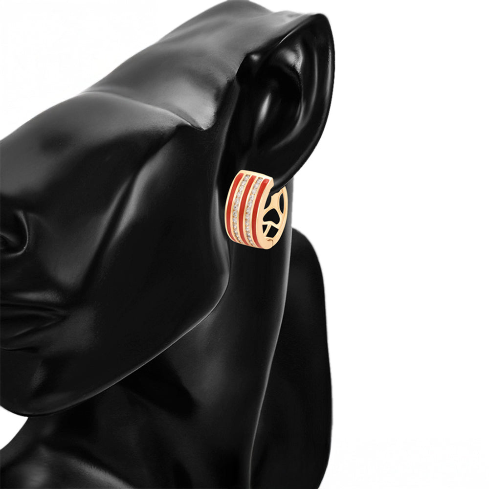 Set din Aliaj Placat cu Aur cu Cristal Roșu Emporia® și Cristal Alb Emporia® ( Cercei+Inel ) 2 