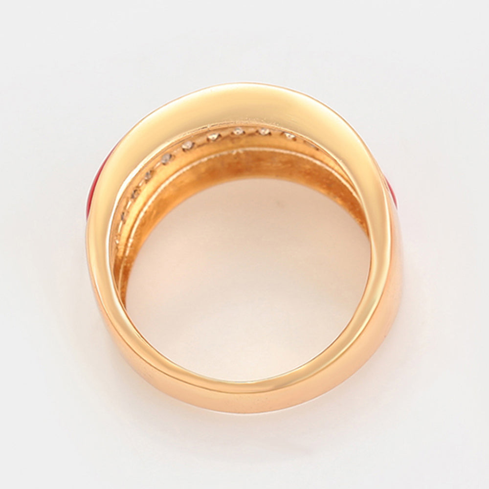 Set din Aliaj Placat cu Aur cu Cristal Roșu Emporia® și Cristal Alb Emporia® ( Cercei+Inel )