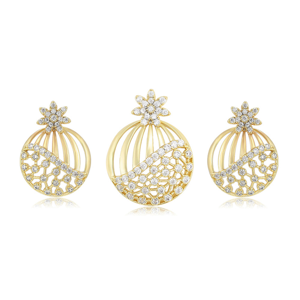 Set din Aliaj Placat cu Aur cu Cristal Alb Emporia® ( Cercei+Pandantiv ) 1 