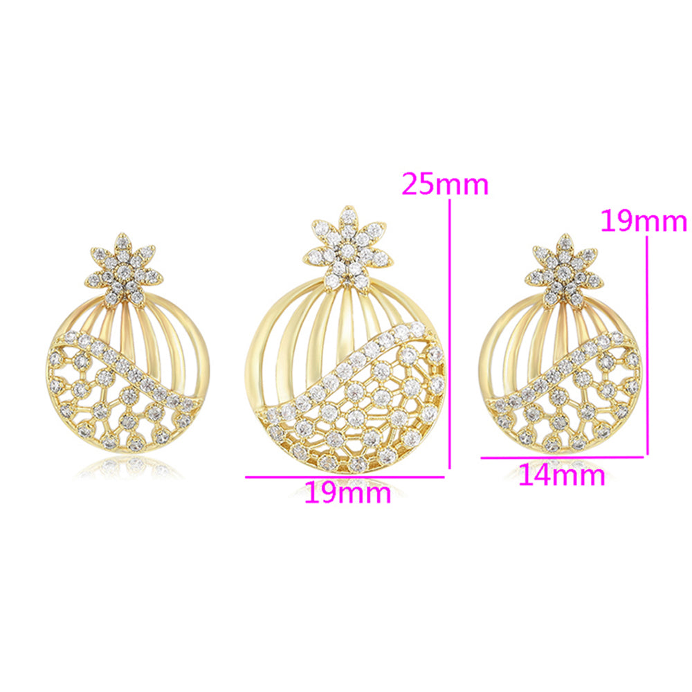 Set din Aliaj Placat cu Aur cu Cristal Alb Emporia® ( Cercei+Pandantiv ) 2 