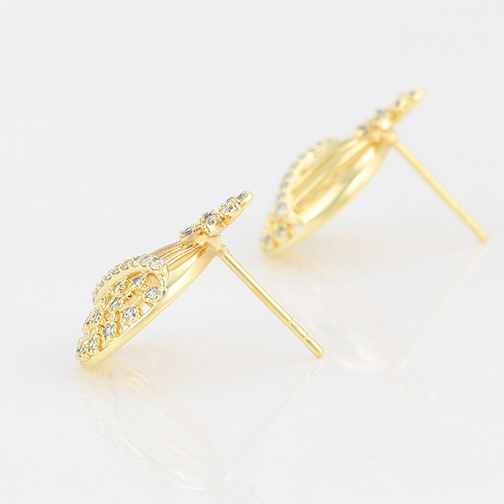 Set din Aliaj Placat cu Aur cu Cristal Alb Emporia® ( Cercei+Pandantiv )