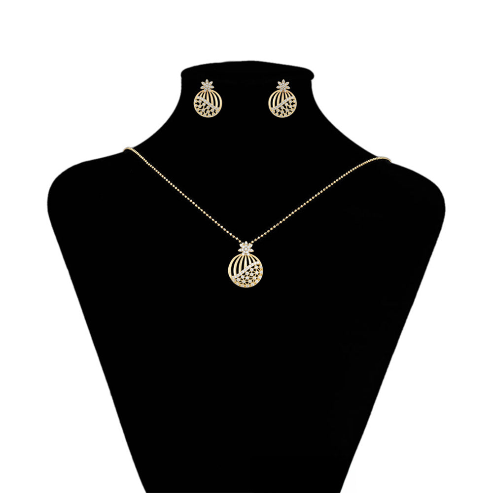 Set din Aliaj Placat cu Aur cu Cristal Alb Emporia® ( Cercei+Pandantiv ) 9 