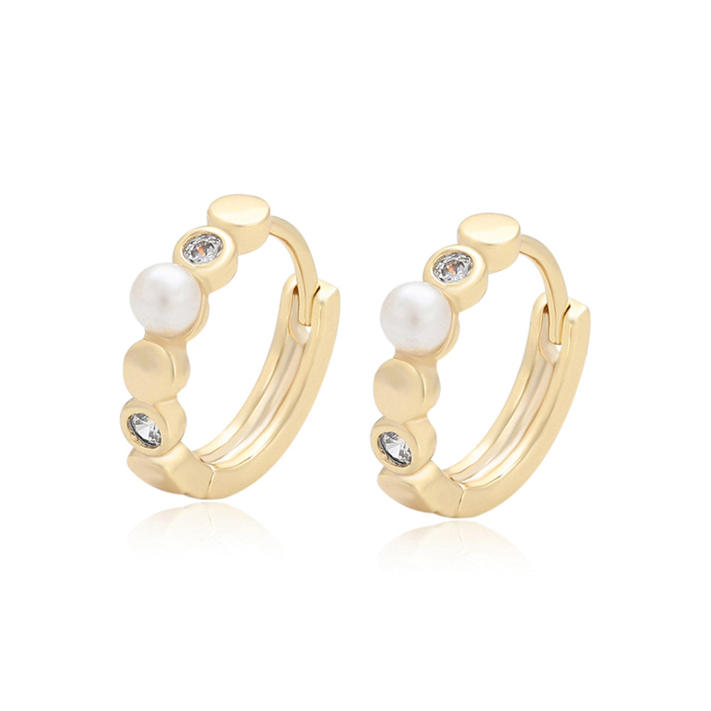 Cercei din Aliaj Placat cu Aur cu Cristal Alb Emporia® și Perlă de cristal 1 
