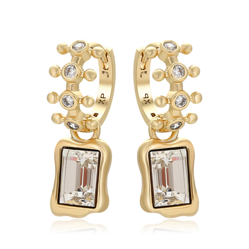 Cercei din Aliaj Placat cu Aur cu Cristal Alb Emporia® 1 