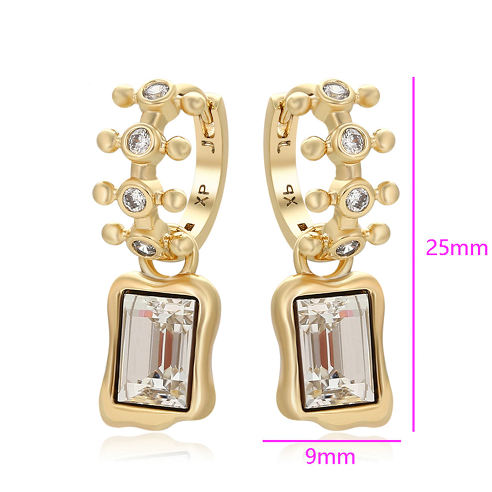 Cercei din Aliaj Placat cu Aur cu Cristal Alb Emporia® 2 