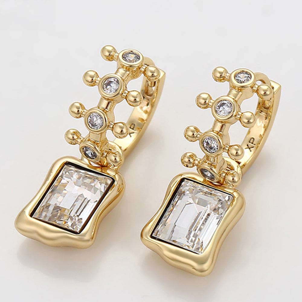 Cercei din Aliaj Placat cu Aur cu Cristal Alb Emporia® 3 