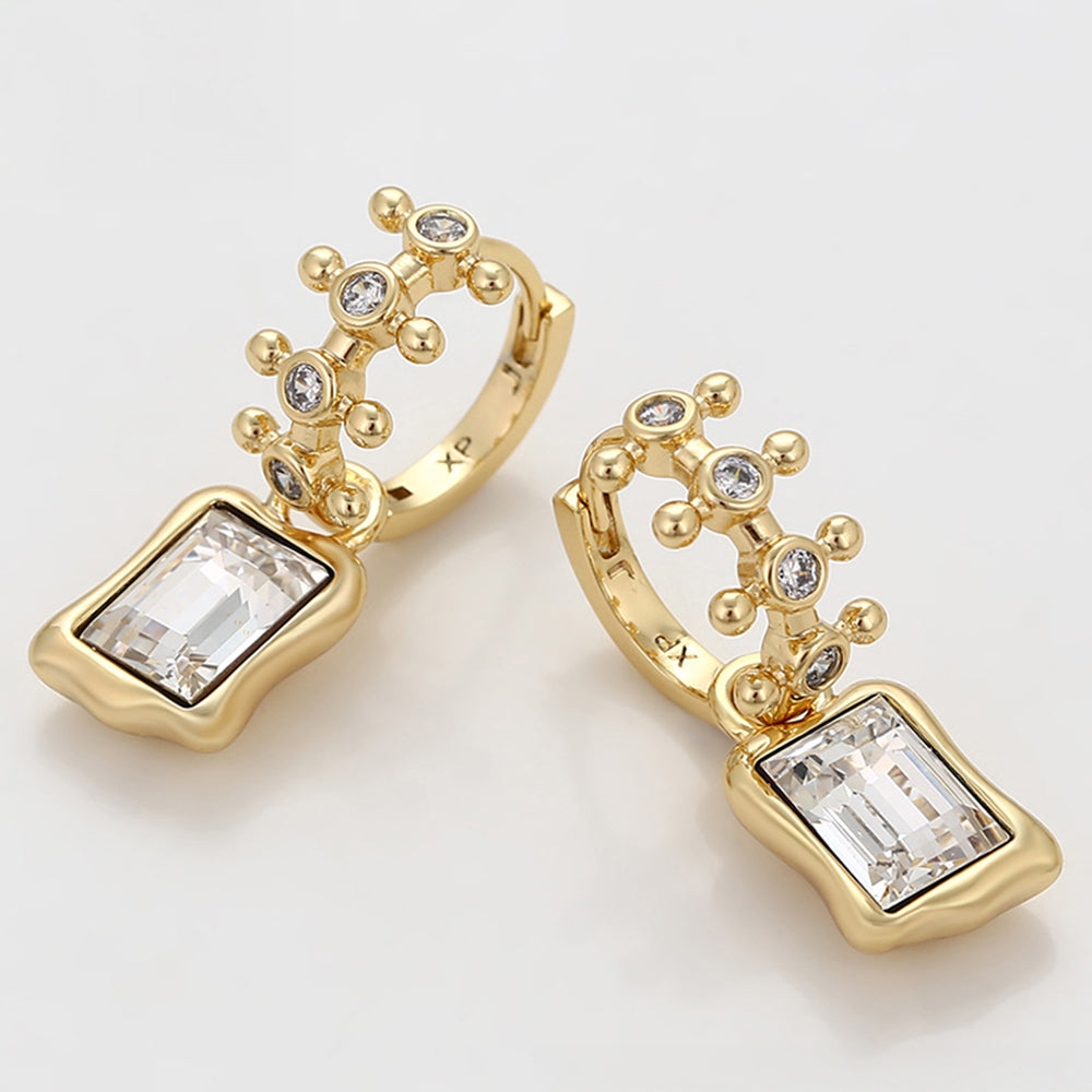 Cercei din Aliaj Placat cu Aur cu Cristal Alb Emporia® 4 