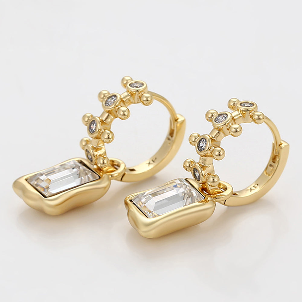 Cercei din Aliaj Placat cu Aur cu Cristal Alb Emporia®