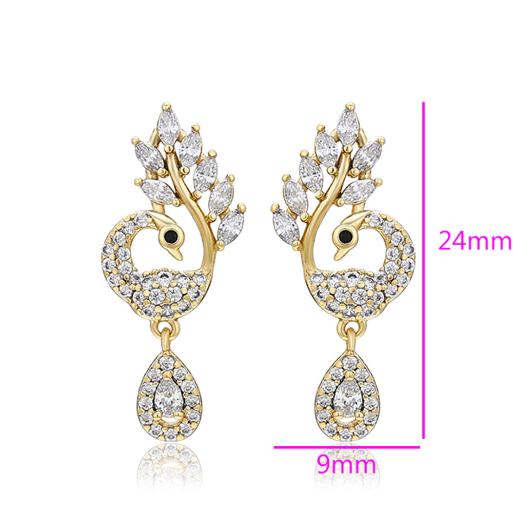 Cercei din Aliaj Placat cu Aur cu Cristal Alb Emporia®