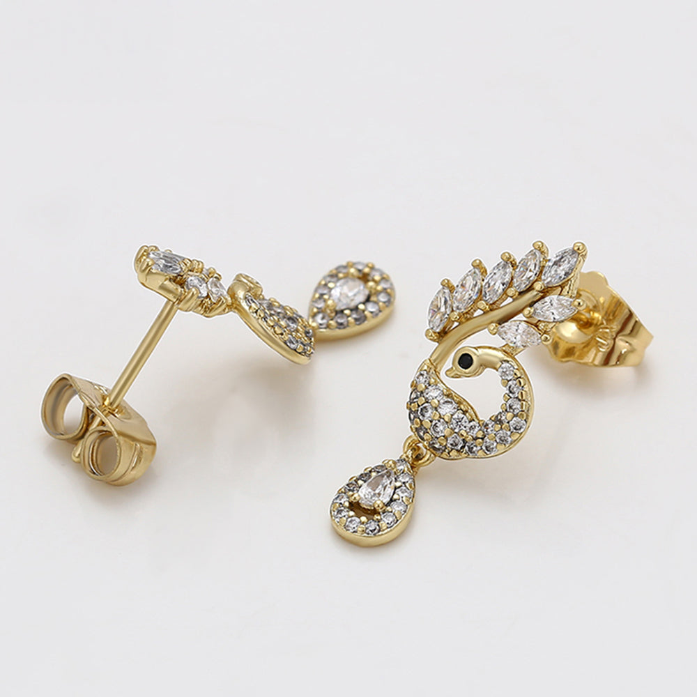 Cercei din Aliaj Placat cu Aur cu Cristal Alb Emporia® 3 