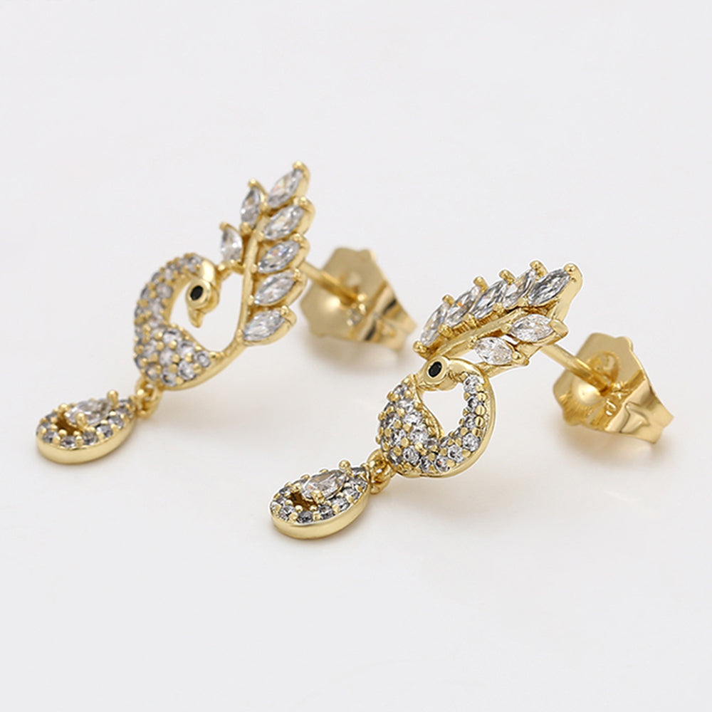 Cercei din Aliaj Placat cu Aur cu Cristal Alb Emporia®