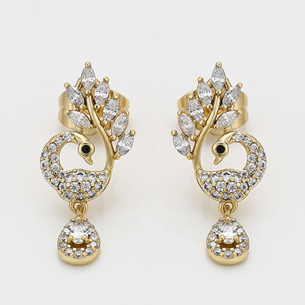 Cercei din Aliaj Placat cu Aur cu Cristal Alb Emporia®