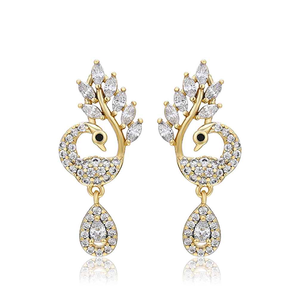 Cercei din Aliaj Placat cu Aur cu Cristal Alb Emporia® 1 