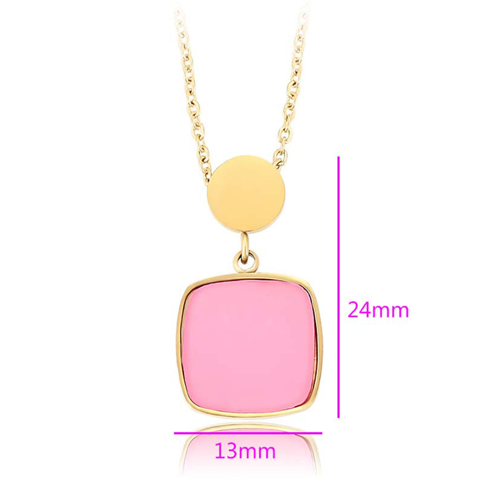 Colier din Aliaj Placat cu Aur cu Cristal Roz Emporia® 2 