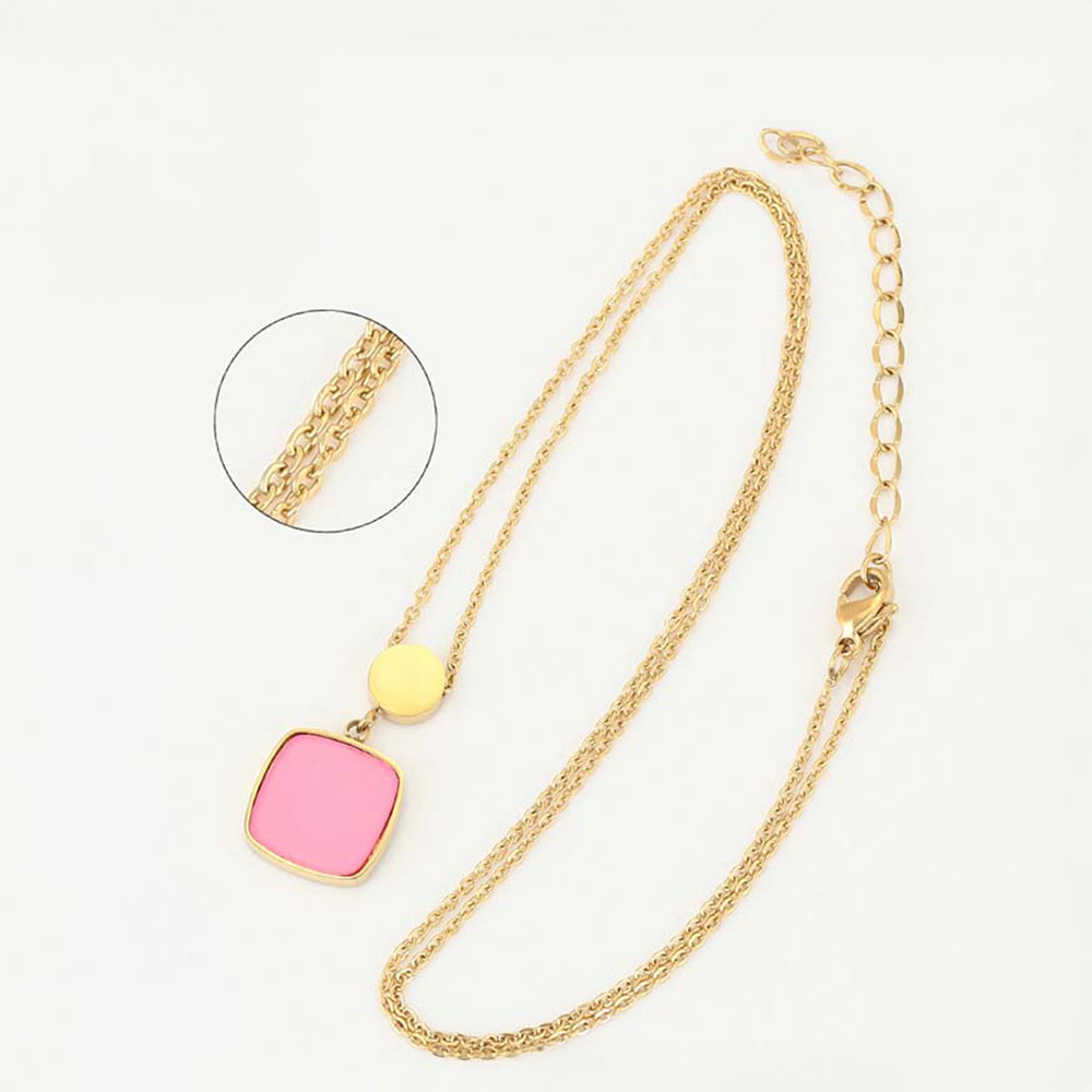 Colier din Aliaj Placat cu Aur cu Cristal Roz Emporia® 5 