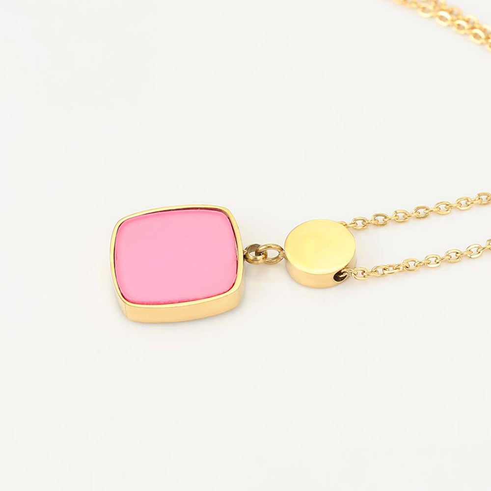 Colier din Aliaj Placat cu Aur cu Cristal Roz Emporia®