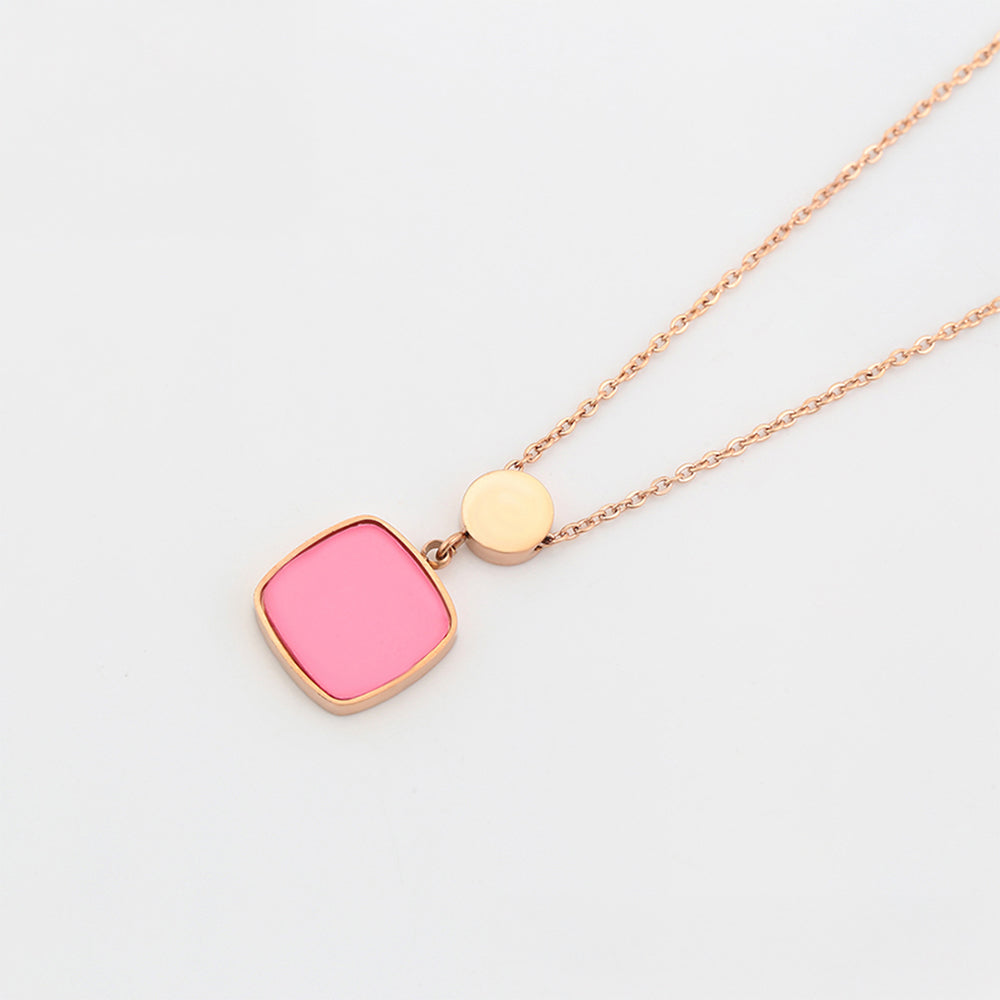 Colier din Aliaj Placat cu Aur cu Cristal Roz Emporia®