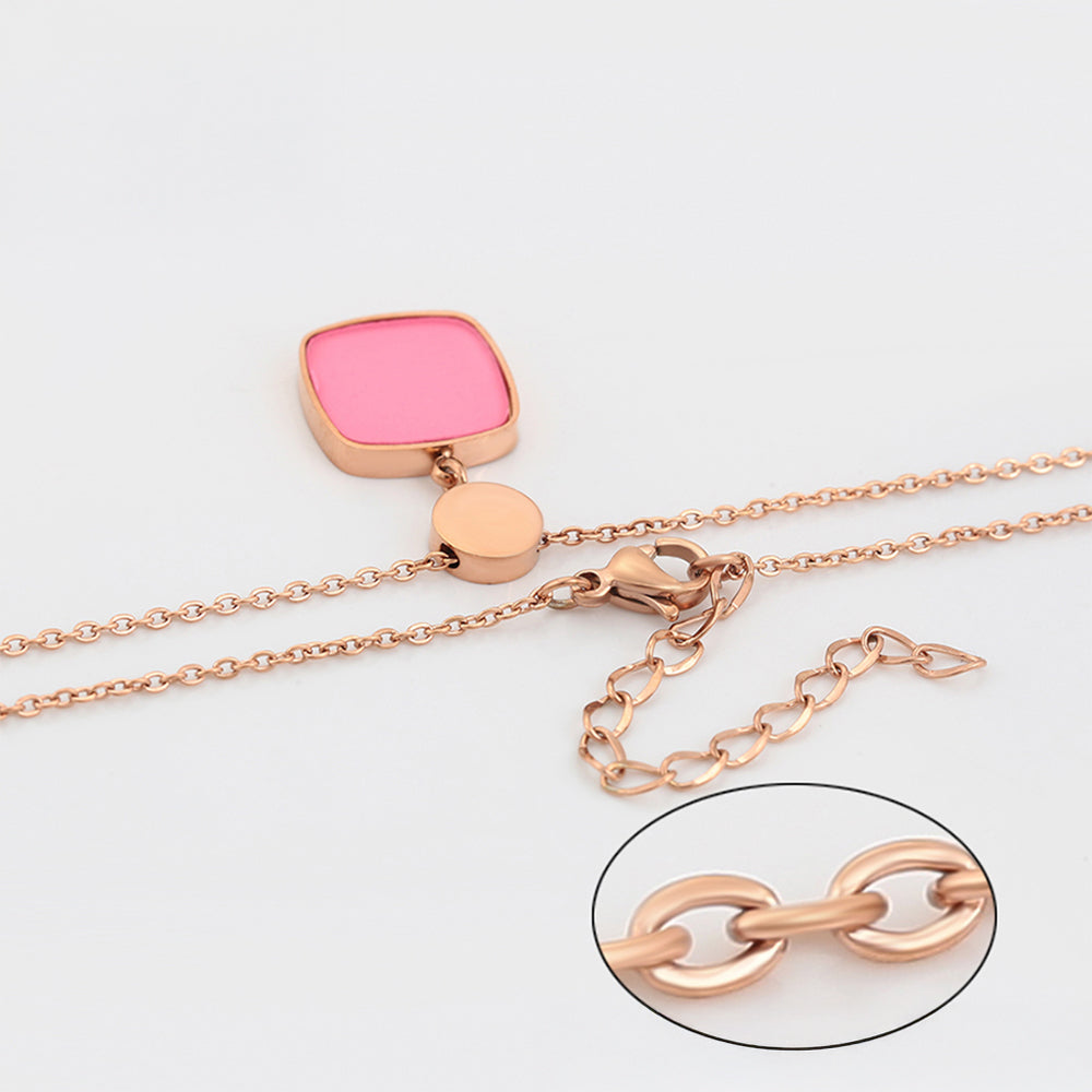 Colier din Aliaj Placat cu Aur cu Cristal Roz Emporia®