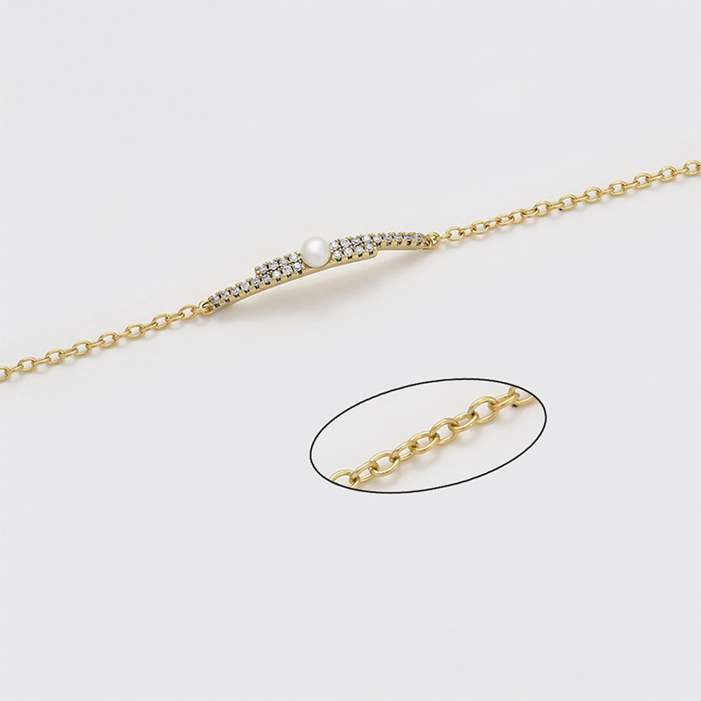 Brățară din Aliaj Placat cu Aur cu Perlă de cristal și Cristal Alb Emporia®