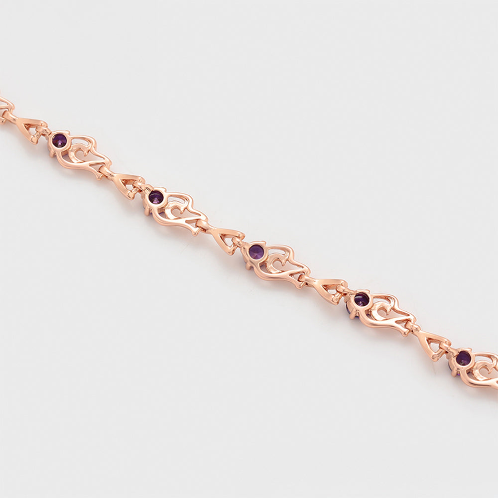 Brățară din Aliaj Placat cu Aur cu Cristal Violet Emporia® 6 