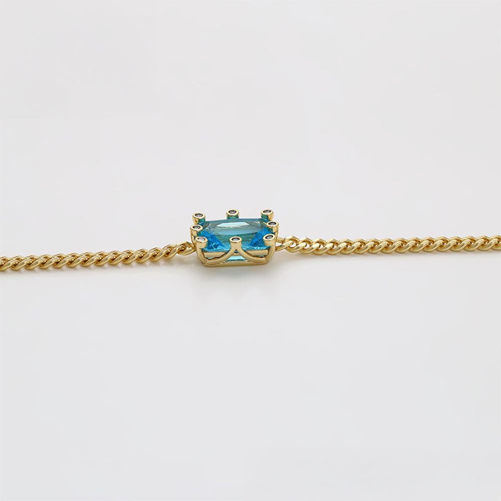 Brățară din Aliaj Placat cu Aur cu Cristal Albastru Emporia®