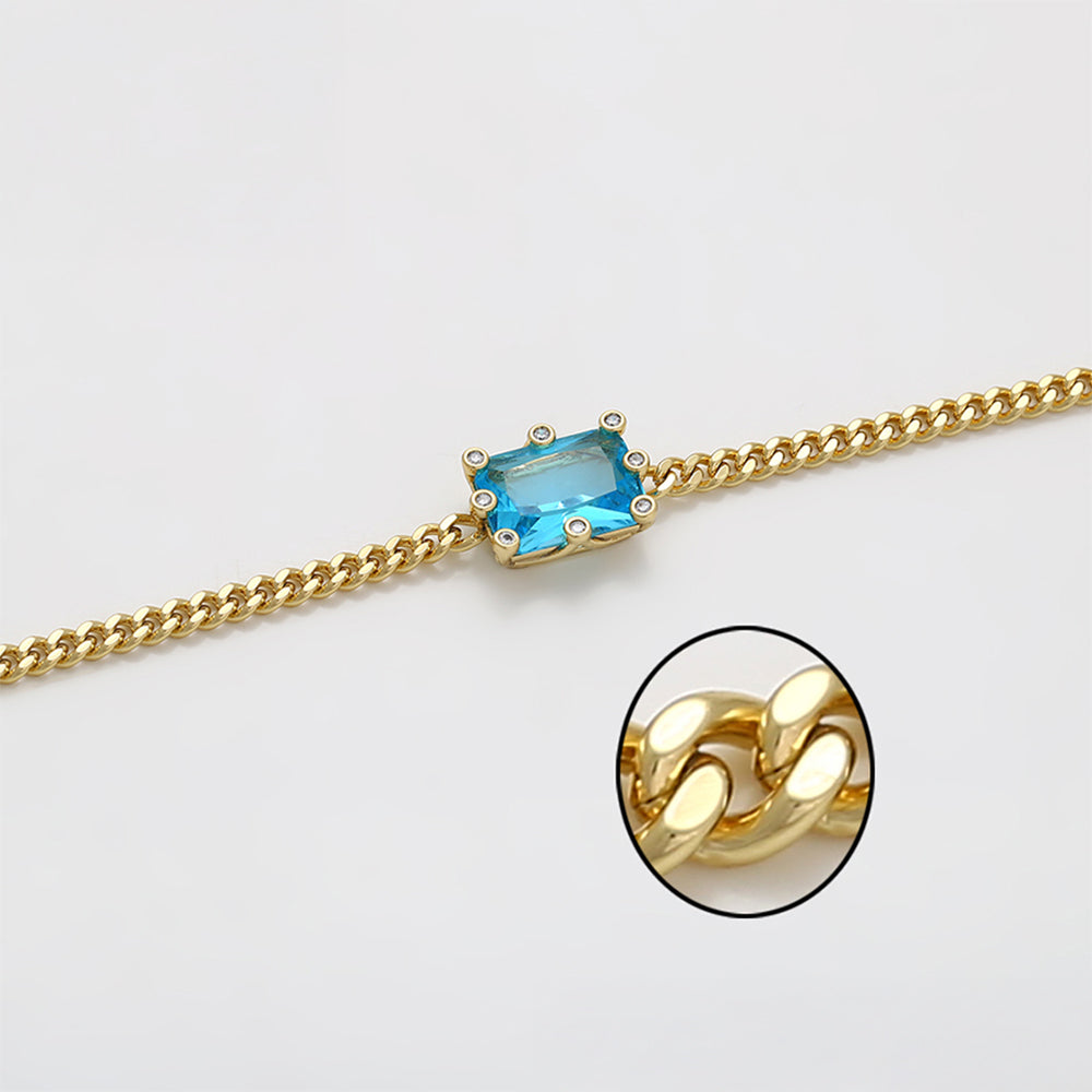 Brățară din Aliaj Placat cu Aur cu Cristal Albastru Emporia® 7 