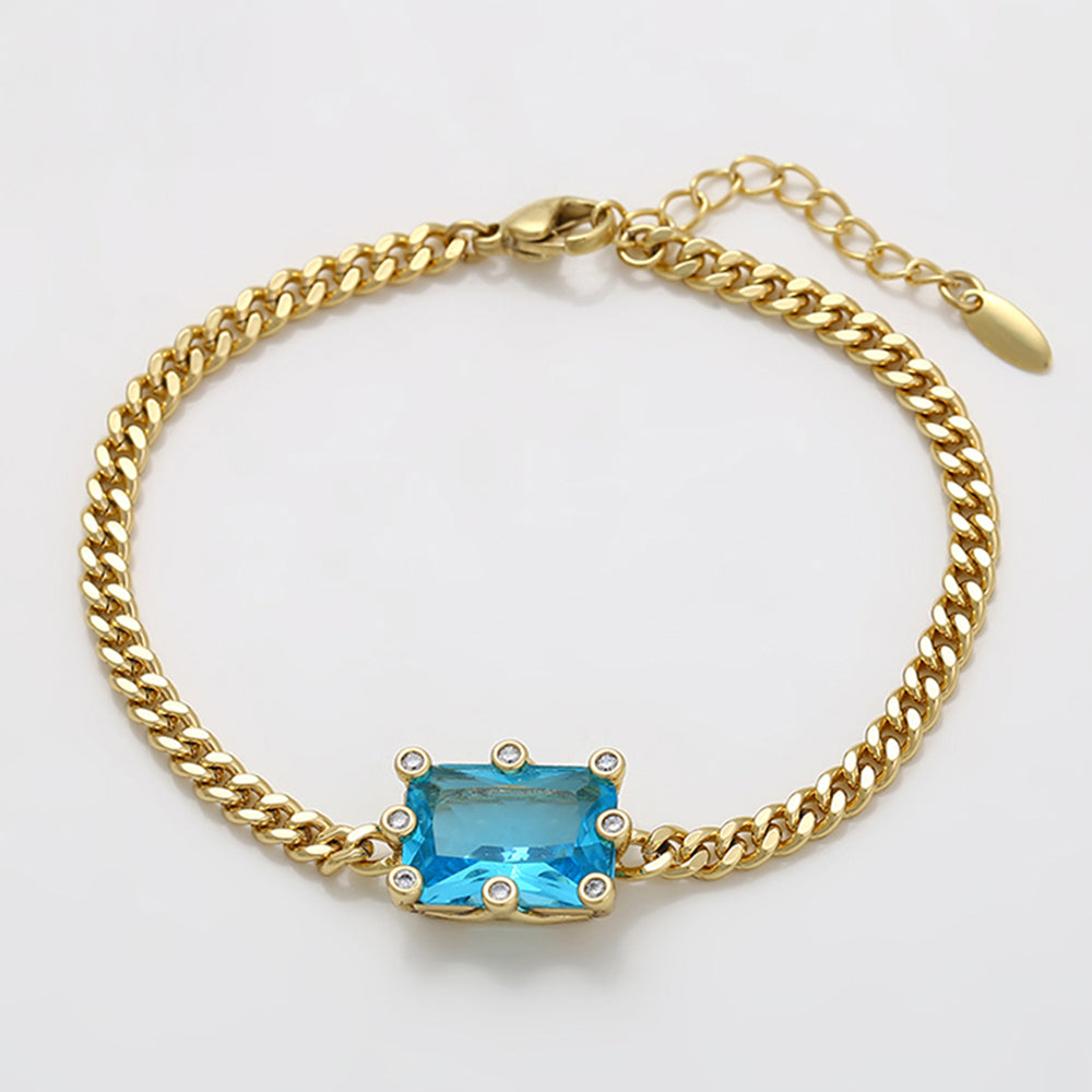 Brățară din Aliaj Placat cu Aur cu Cristal Albastru Emporia®